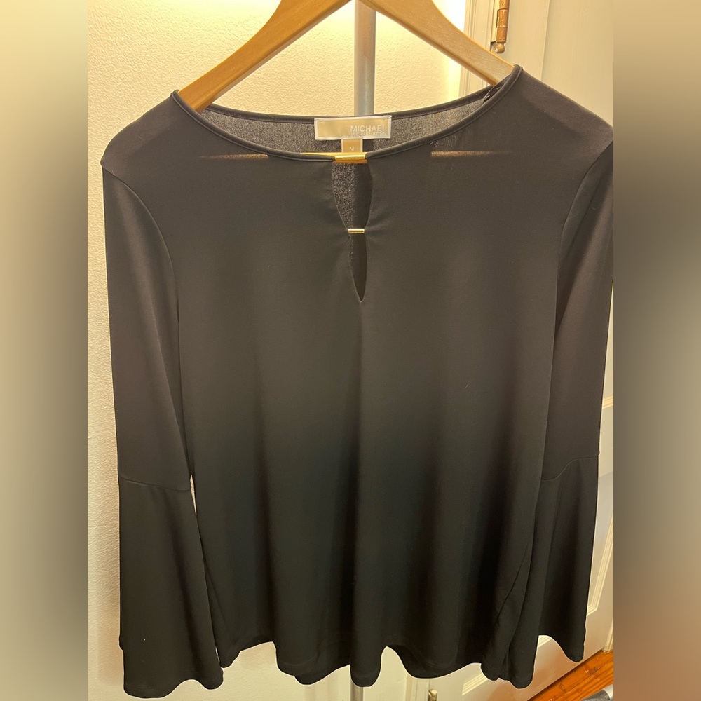 Stretchy Black Michael Kors Top Medium flared long sleeve